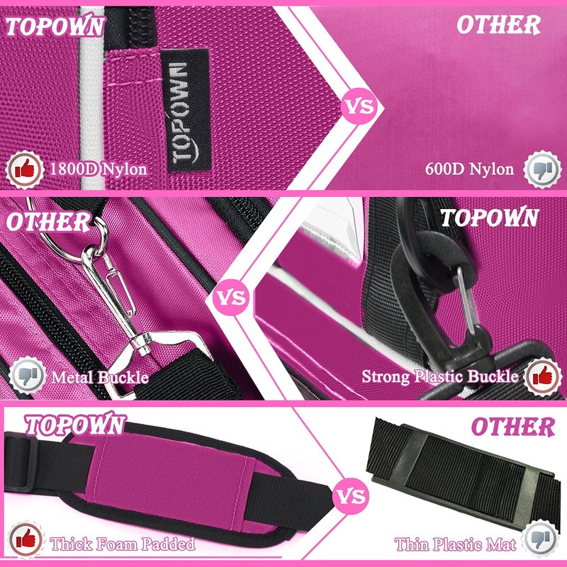TOPOWN Ice Skate Bag for Men & Women - Premium Roller Skate Bag in Black & Rose Red - Image 5